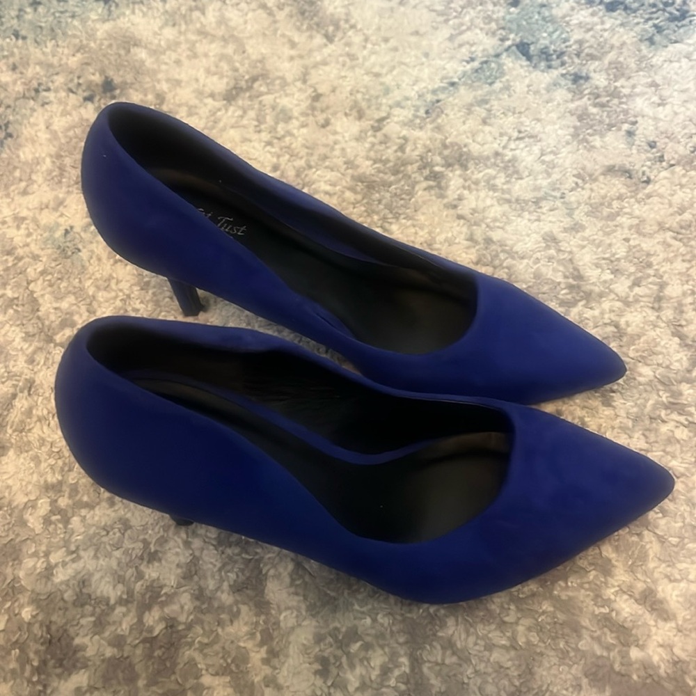Blue suede heels size 8.5